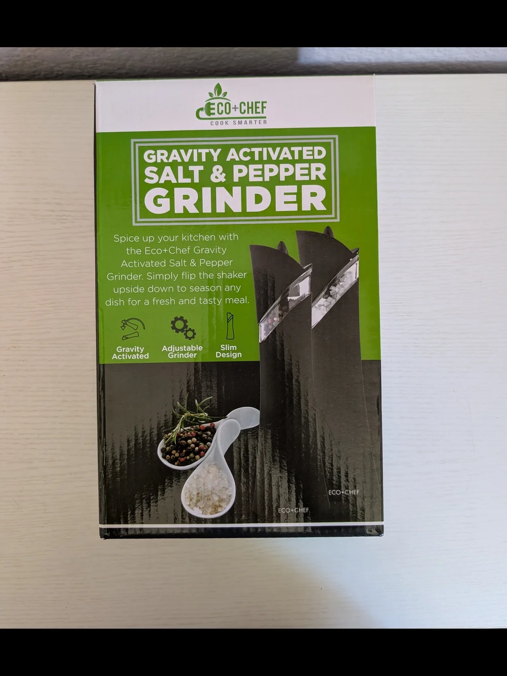 Black Gravity Activated Salt & Pepper Grinder - Adjustable Grinder